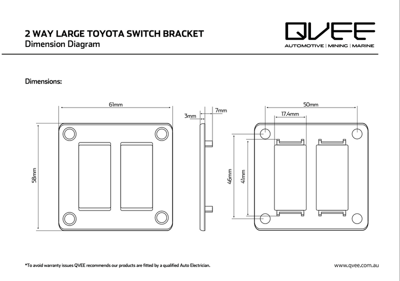 2 Way Large Toyota Switch Bracket - QVSWHLB2