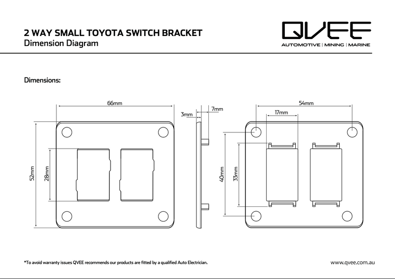 2 Way Small Toyota Switch Bracket - QVSWPRB2
