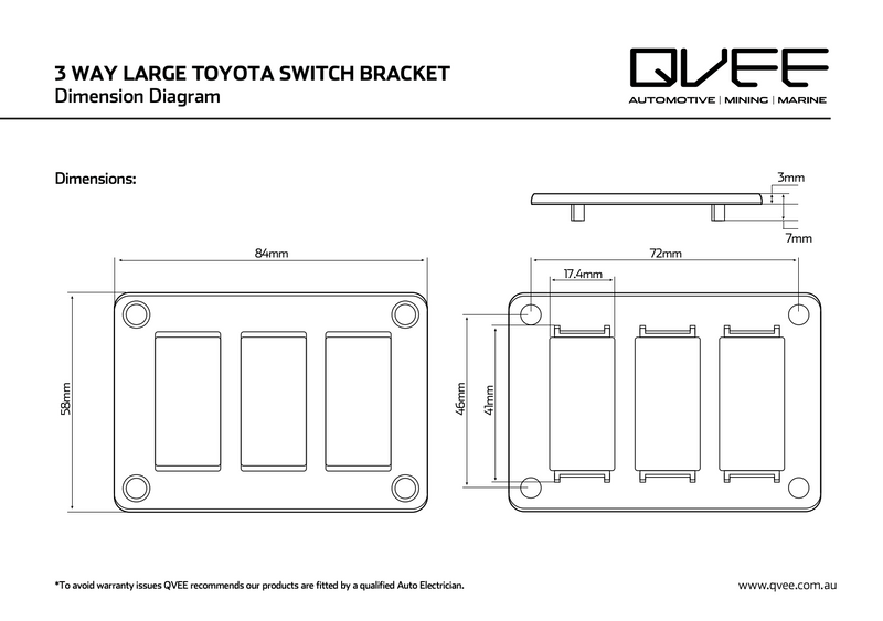 3 Way Large Toyota Switch Bracket - QVSWHLB3