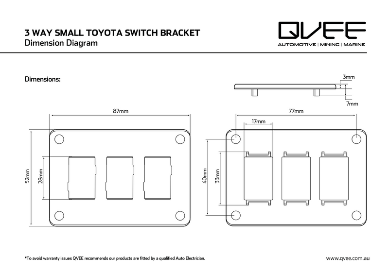 3 Way Small Toyota Switch Bracket - QVSWPRB3