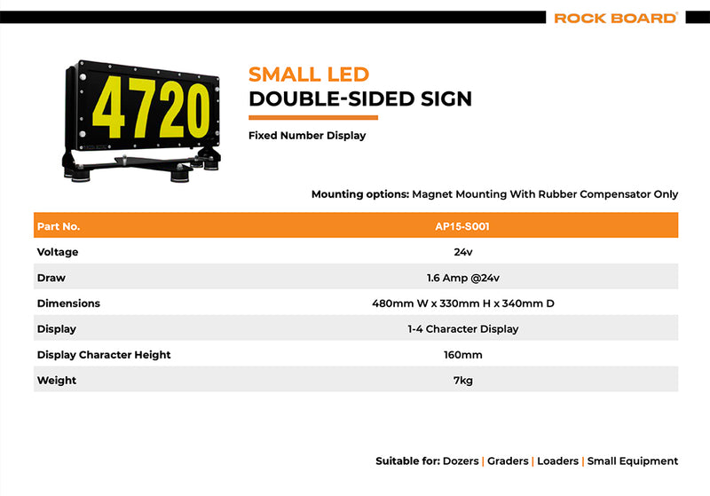 Custom Display Double Sided LED ID Board. Magnet Mounted. 480mm x 330mm x 340mm. Suitable for Dozers & Small Equipment.