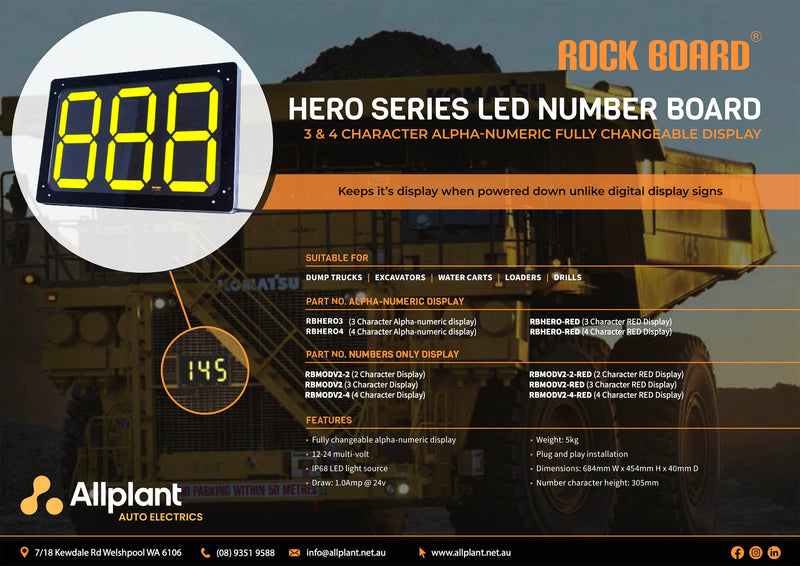 Rock Board Heavy Duty LED Number Board, 3 Numeric Changeable Character Display