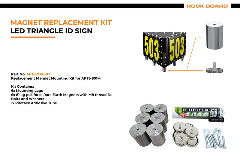 Rock Board Triangle ID Sign Magnet Replacement Kit