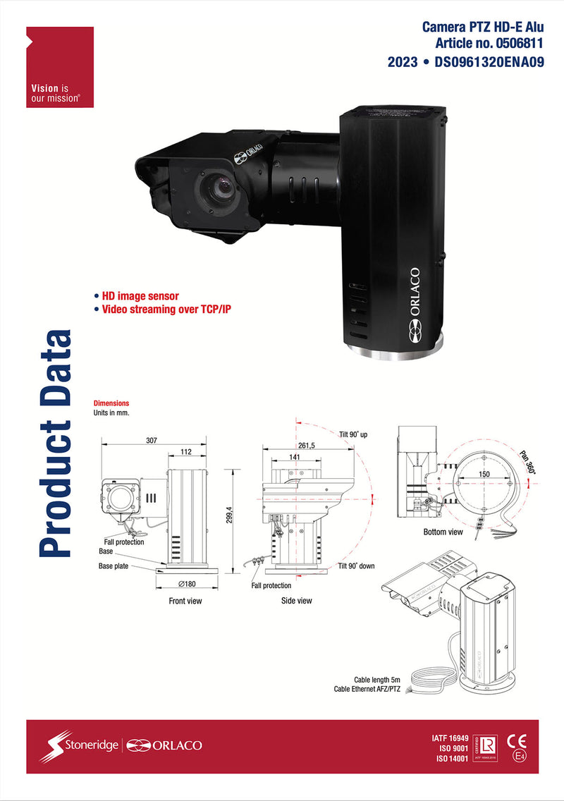 Orlaco PTZ HD-E IP camera Aluminium