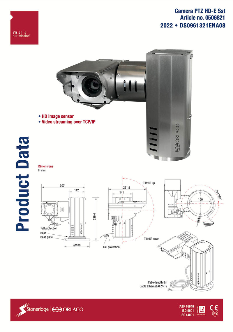 Orlaco PTZ HD-E IP camera Stainless steel